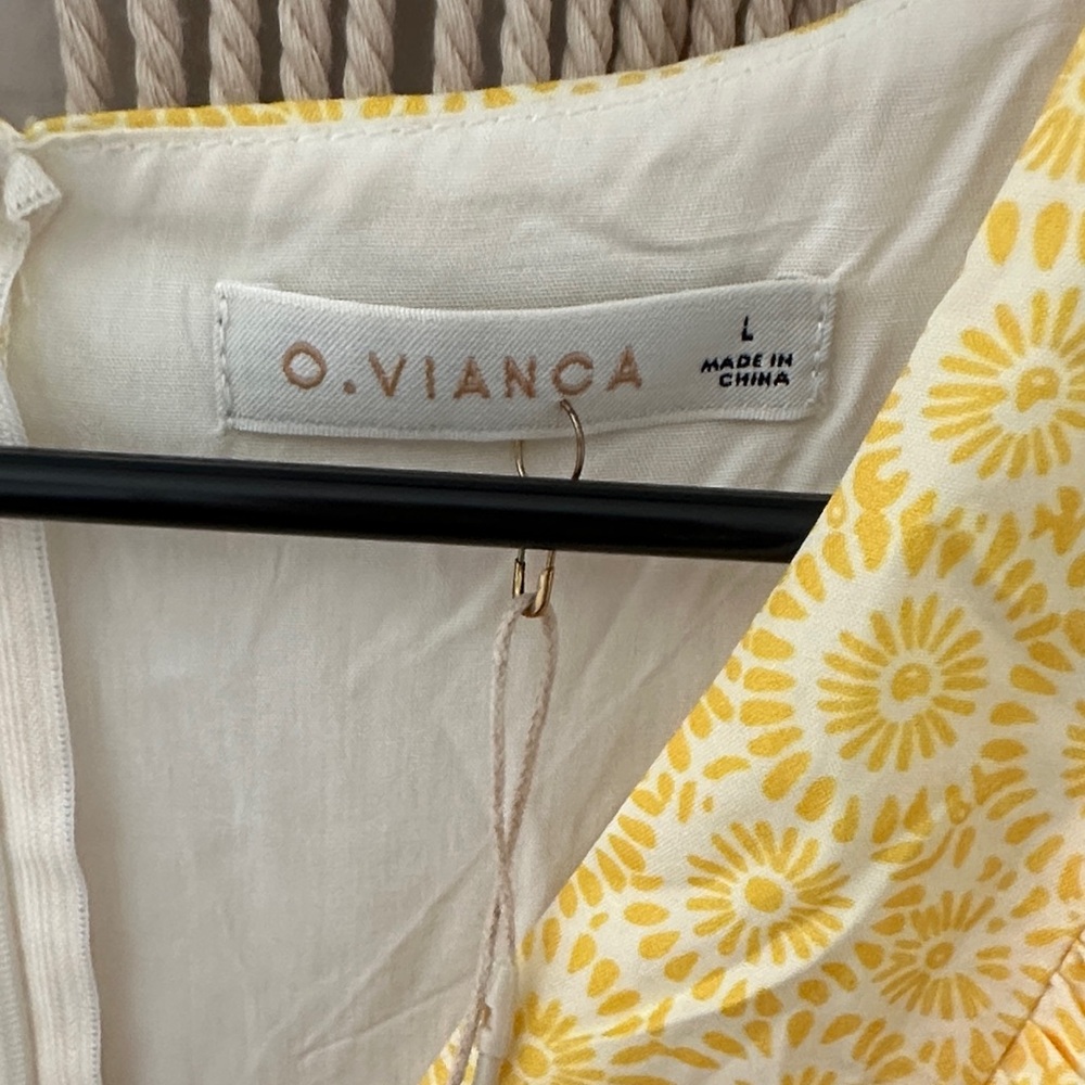 Yellow Floral Ruffle V-Neck Mini Dress - Picture 2 of 6